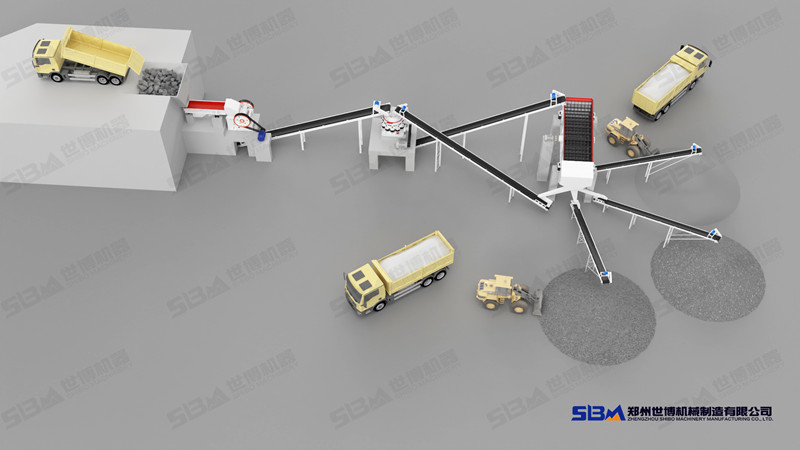 配置復合式圓錐破碎機的石料廠生產線設計圖 配置復合式圓錐破碎機的石料廠生產線設計圖